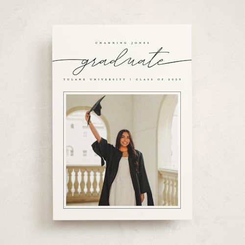 This is a tuxedo graduation announcements with standard by Pixel and Hank called simple details printing on party paper in photo_mount