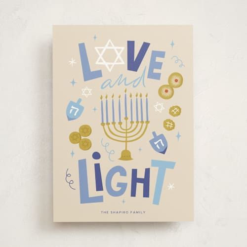 This is a waterfall hanukkah cards with standard by Vera Lim called hanukkah light printing on signature in standard