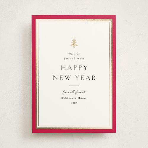 This is a poinsettia business holiday cards with foil pressed by Amy Kross called edged printing on signature in standard