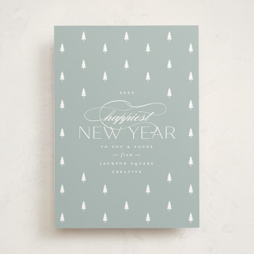 This is a frost business holiday cards with standard by Carolyn Nicks called joyful trees printing on signature in standard