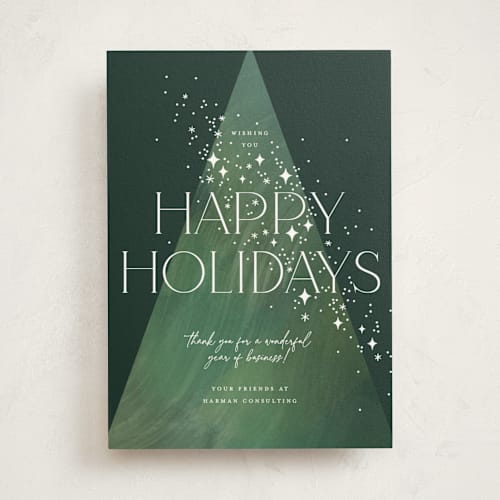 This is a pine business holiday cards with standard by Paper Raven Co. called sparkling printing on signature in standard