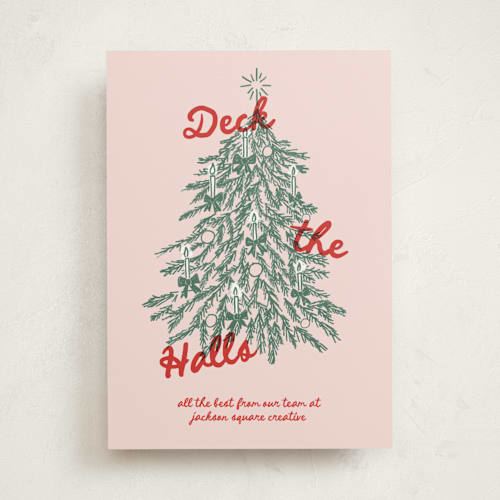 This is a winter rose business holiday cards with standard by Holly Whitcomb called vintage candlelit tree printing on signature in standard