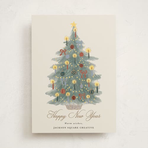 This is a winter mint business holiday cards with standard by Cass Loh called candlelit christmas printing on signature in standard
