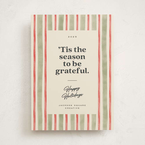 This is a pine business holiday cards with standard by Creo Study called preppy gratitude printing on signature in standard