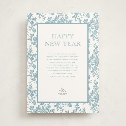 This is a frost business holiday cards with standard by Jenna Holcomb called holiday toile printing on signature in standard