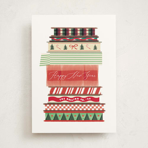This is a candy cane business holiday cards with standard by Baumbirdy called ribbon spools printing on signature in standard