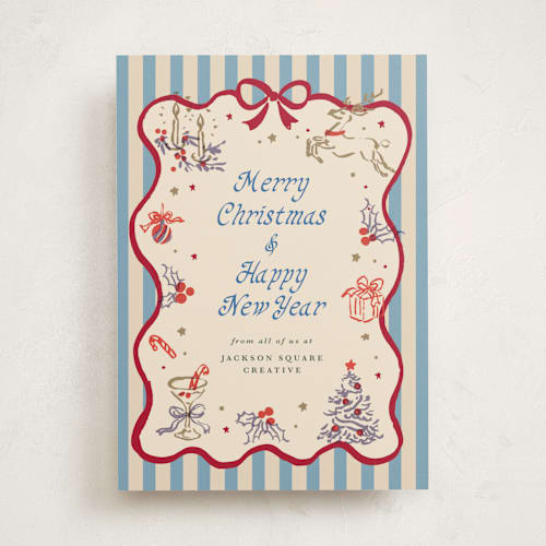 This is a frosted berry business holiday cards with standard by Cass Loh called season’s embrace printing on signature in standard