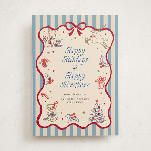 This is a frosted berry business holiday cards with standard by Cass Loh called season’s embrace printing on signature in standard