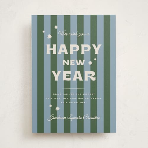 This is a juniper business holiday cards with standard by Wildfield Paper Co called retro printing on signature in standard