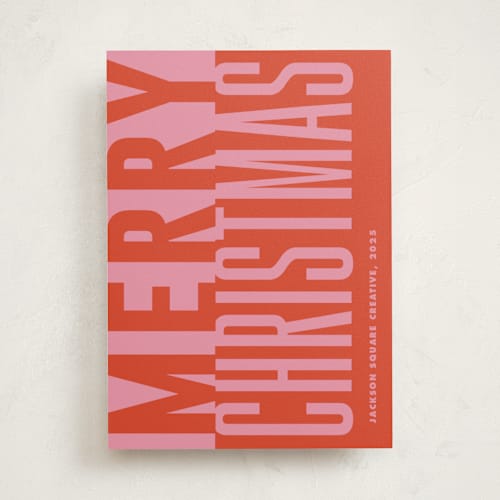 This is a santa business holiday cards with standard by Claudia Orengo called bold and clear printing on signature in standard