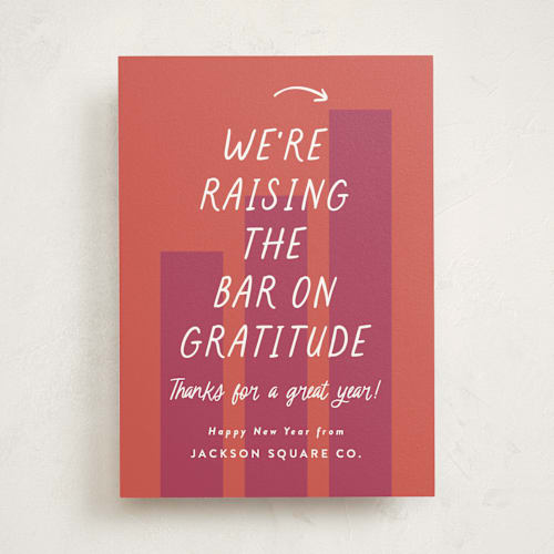 This is a berry business holiday cards with standard by Louise Kay called raising the bar printing on signature in standard