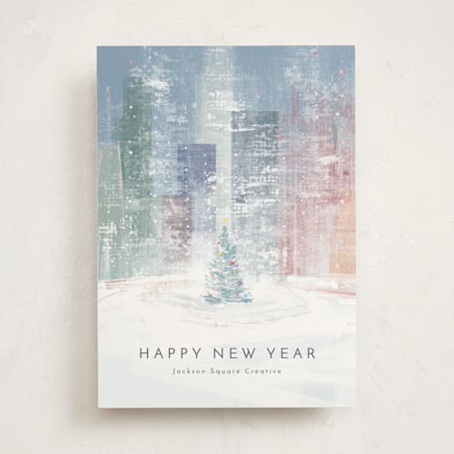 This is a wintermint business holiday cards with standard by Eric Ransom called winter city wishes printing on signature in standard