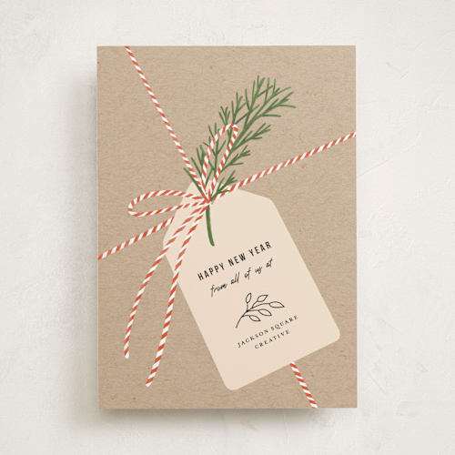 This is a peppermint business holiday cards with standard by Adelyn T. called twine and paper printing on signature in standard