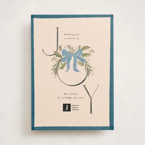 This is a wintermint business holiday cards with standard by Creo Study called vintage joy printing on signature in standard