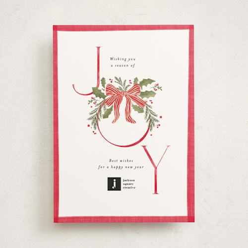 This is a candy cane business holiday cards with standard by Creo Study called vintage joy printing on signature in standard