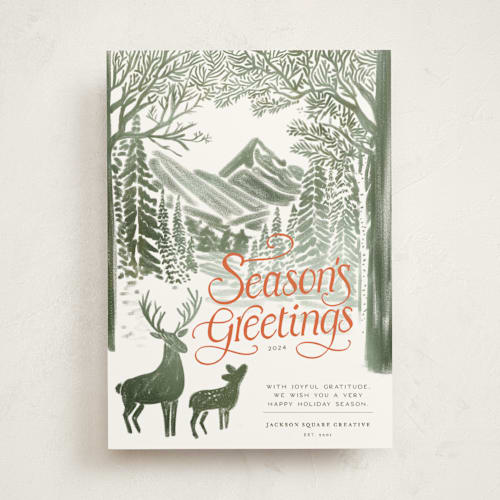 This is a pine business holiday cards with standard by Jenna Holcomb called forest printing on signature in standard