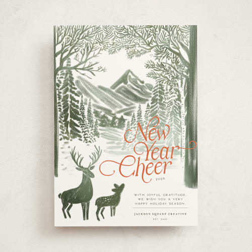 This is a pine business holiday cards with standard by Jenna Holcomb called forest printing on signature in standard