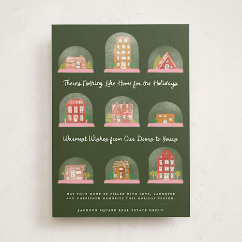 This is a pine business holiday cards with standard by Jenna Holcomb called homes for the holidays printing on signature in standard