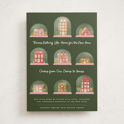 This is a pine business holiday cards with standard by Jenna Holcomb called homes for the holidays printing on signature in standard