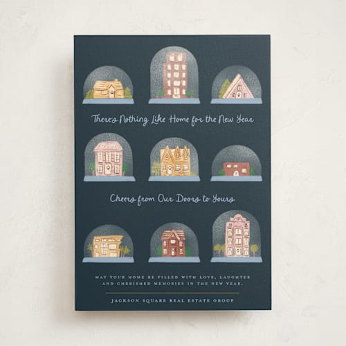 This is a blue spruce business holiday cards with standard by Jenna Holcomb called homes for the holidays printing on signature in standard