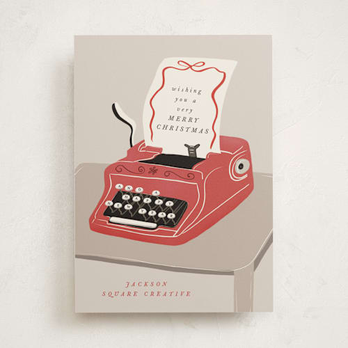 This is a ribbon business holiday cards with standard by Maja Cunningham called vintage note printing on signature in standard