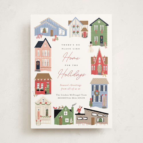 This is a candy business holiday cards with standard by Erin German called no place like home printing on signature in standard