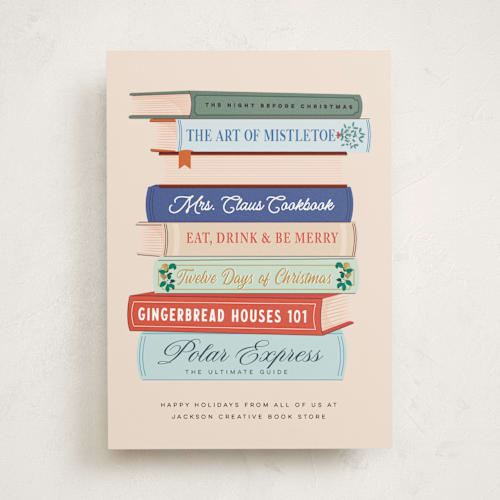 This is a blush business holiday cards with standard by Sherley Ferreira called tales and stories printing on signature in standard