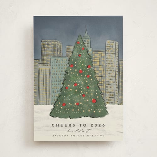 This is a winter business holiday cards with standard by Creo Study called downtown holiday printing on signature in standard