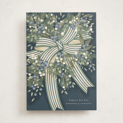 This is a frost business holiday cards with standard by Jackie Crawford called ribbon bouquet printing on signature in standard
