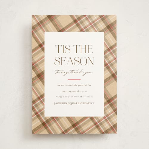 This is a latte business holiday cards with standard by Ashlee Townsend called tis the season plaid printing on signature in standard