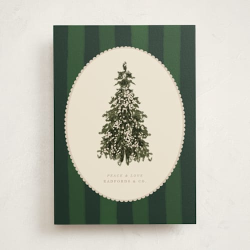This is a pine business holiday cards with standard by Baumbirdy called holiday stripes printing on signature in standard