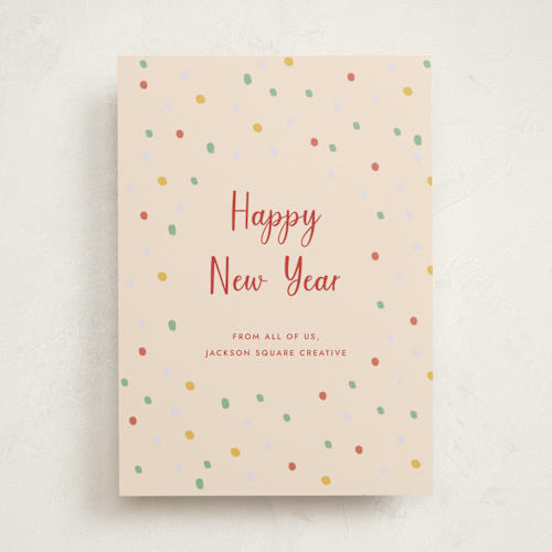 This is a whipped cream business holiday cards with standard by Ani Somi called happy dots printing on signature in standard