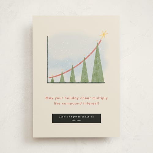 This is a ivory business holiday cards with standard by Becky Nimoy called christmas tree chart printing on signature in standard