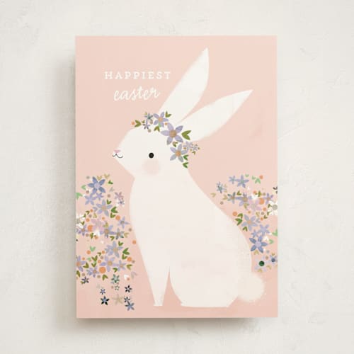 This is a blush tbd with standard by Lori Wemple called bunny printing on signature in greeting cards