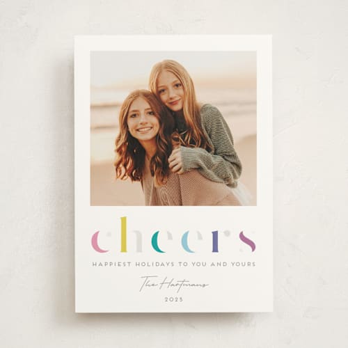 This is a funfetti gloss press holiday cards with gloss press by Lisa McLean called deconstructed cheers printing on signature in standard