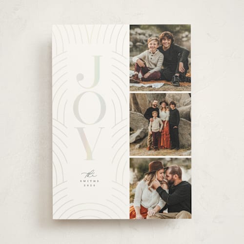 This is a forest gloss press holiday cards with gloss press by Laura Hamm called classical joy printing on signature in standard