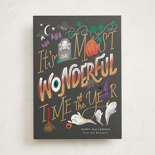 This is a cauldron halloween party invitations cards with standard by Jackie Crawford called wonderful time of the year printing on signature in standard