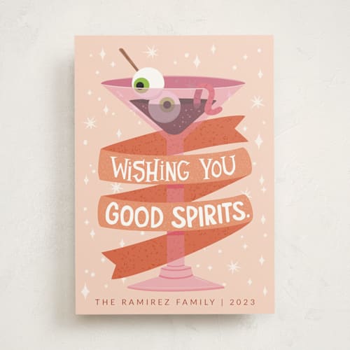 This is a peach halloween party invitations cards by Jenny Alvarado called wishing you good spirits | halloween printing on signature in standard