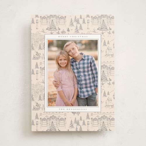 This is a tinsel photo mount holiday cards with standard by Teju Reval called nutcracker toile printing on recycled in photo_mount