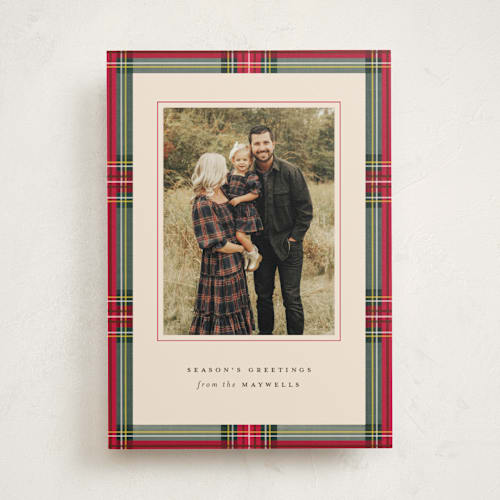 This is a classic photo mount holiday cards with standard by Olivia Kanaley Inman called highland holiday printing on recycled in photo_mount