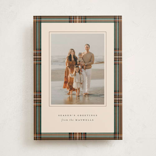 This is a hazel photo mount holiday cards with standard by Olivia Kanaley Inman called highland holiday printing on party paper in photo_mount