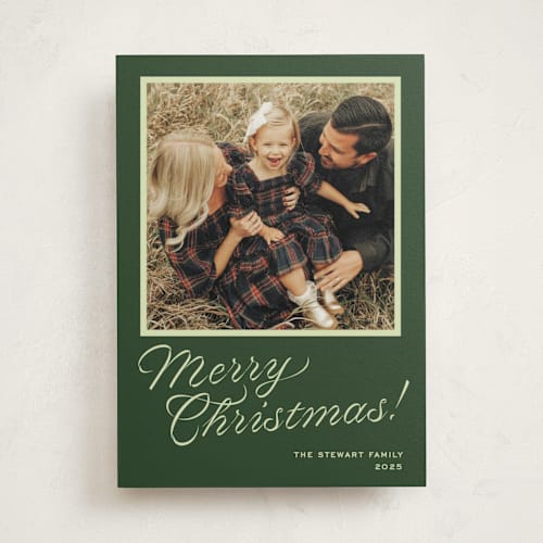 This is a evergreen photo mount holiday cards with standard by Megan Davis called cotillion printing on recycled in photo_mount