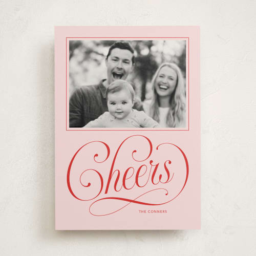 This is a blush photo mount holiday cards with standard by Stacey Day called joyful beauty printing on party paper in photo_mount