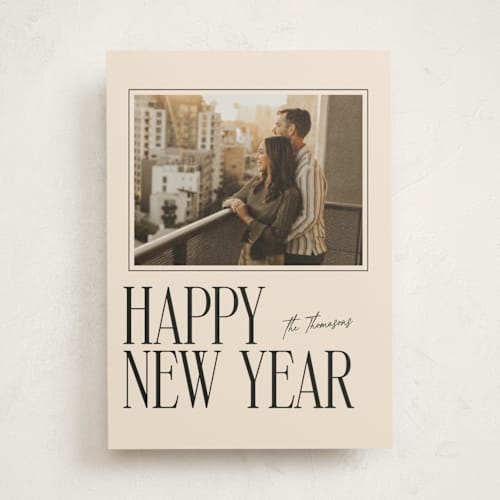 This is a eggnog photo mount holiday cards with standard by Ekko Studio called merry stack printing on party paper in photo_mount