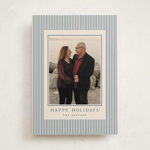 This is a navy photo mount holiday cards with standard by Kristie Kern called the prep printing on recycled in photo_mount