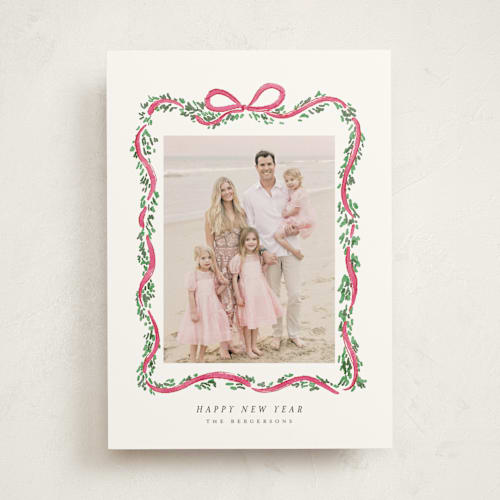 This is a holly berry photo mount holiday cards with standard by Itsy Belle Studio called ribbonly frame printing on recycled in photo_mount
