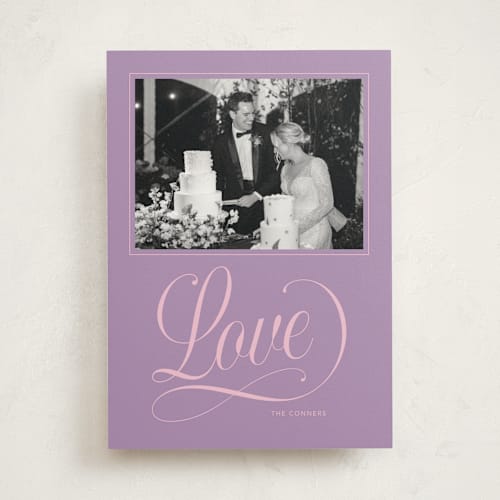 This is a lavender photo mount holiday cards with standard by Stacey Day called joyful beauty printing on recycled in photo_mount
