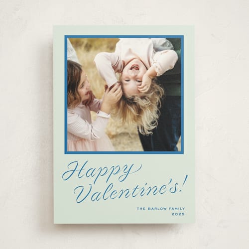 This is a mint photo mount holiday cards with standard by Megan Davis called cotillion printing on doublethick in photo_mount