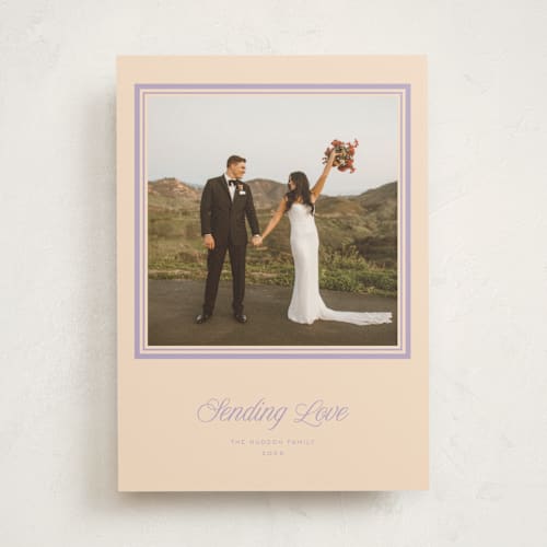 This is a peach photo mount holiday cards with standard by Blustery August called lauren printing on recycled in photo_mount