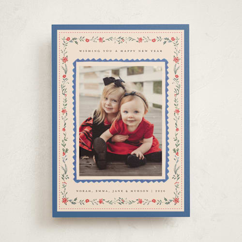 This is a wintermint photo mount holiday cards with standard by Teju Reval called festive embroidery printing on recycled in photo_mount